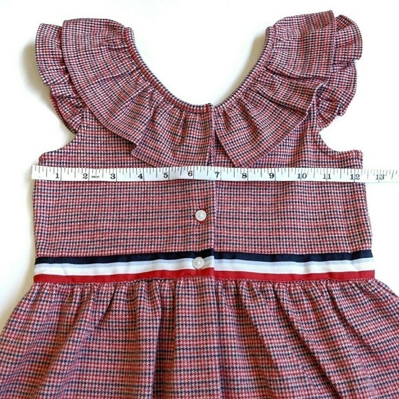 Janie Jack Red Ruffle Dress 6 Houndstooth July - Picture 7 of 8